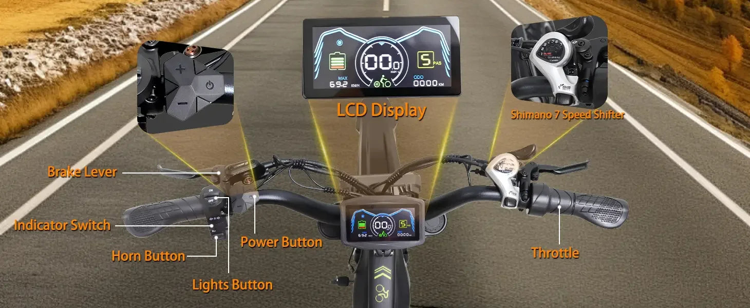 BAOLUJIE M2 Electric Bike Adults Mountain Bike 60V 25AH 20" Tires Ebike 2000W High-speed Motor Max Speed 45MPH【1 Year Warranty】