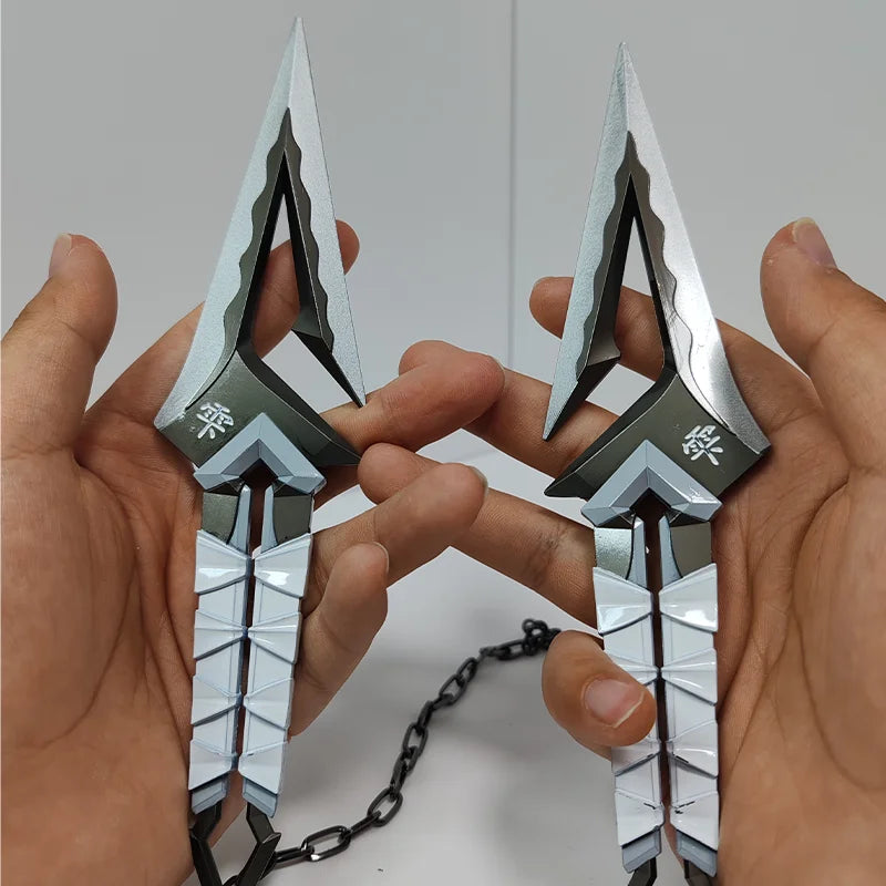 16cm Kuronami no Yaiba Gold Purple Red Double Kunai Keychain VALORANT Game Peripheral All Metal Ninja Kunai Model Ornament Craft