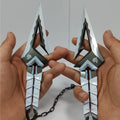 16cm Kuronami no Yaiba Gold Purple Red Double Kunai Keychain VALORANT Game Peripheral All Metal Ninja Kunai Model Ornament Craft
