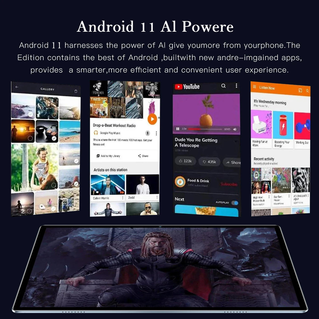 10.1 inch Android 11 Tablet 4GB+64GB Octa-Core Processor 5000mAh Battery1280x800 IPS FHD Touchscreen 2MP+5MP Camera, Bluetooth