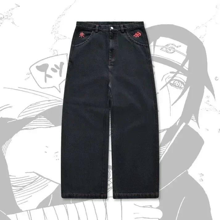 Y2K Baggy Jeans Men Anime Patterns Goth Hip Hop Pants Retro Harajuku Fashion Streetwear Wide Leg Jeans Aesthetic Casual Trousers