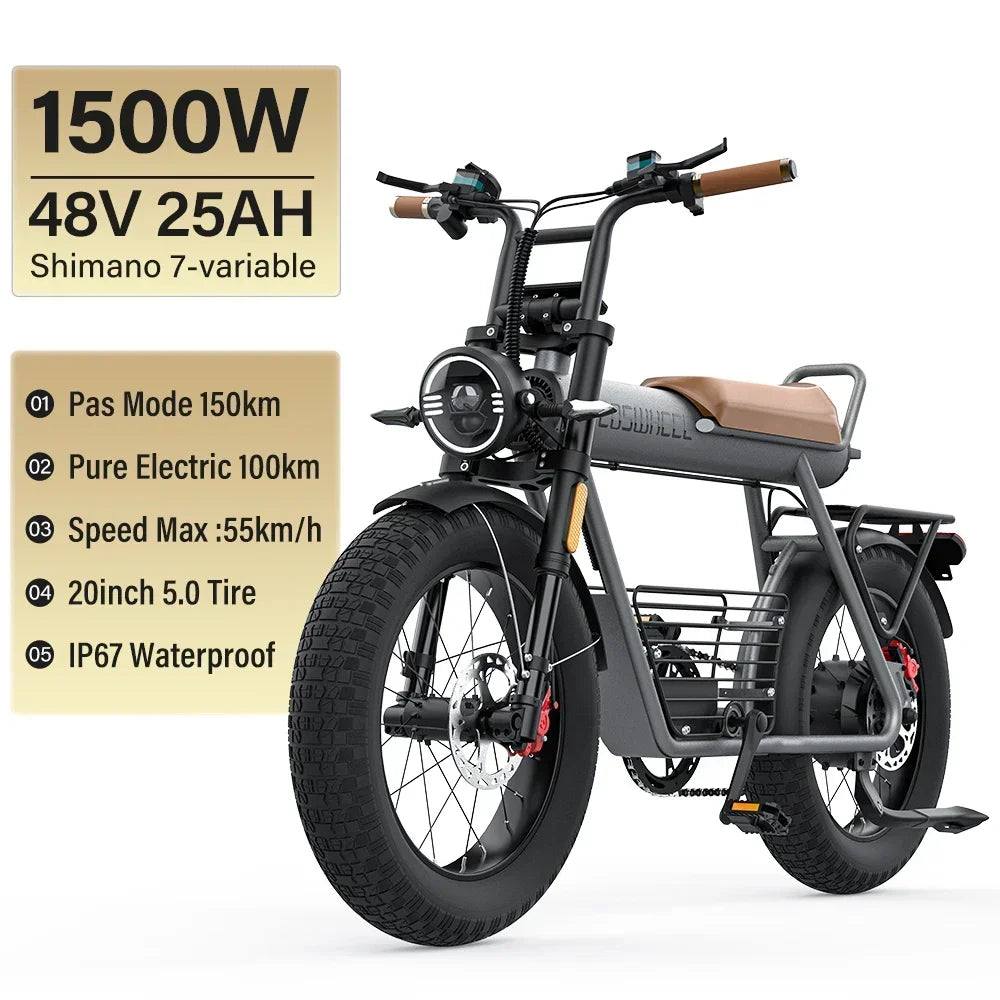 Coswheel CT20S Electric Bicycle 2000W motor 60V 27.5AH battery 90km/h E-bike 20 inch tire mountain off-road adult Electric bike