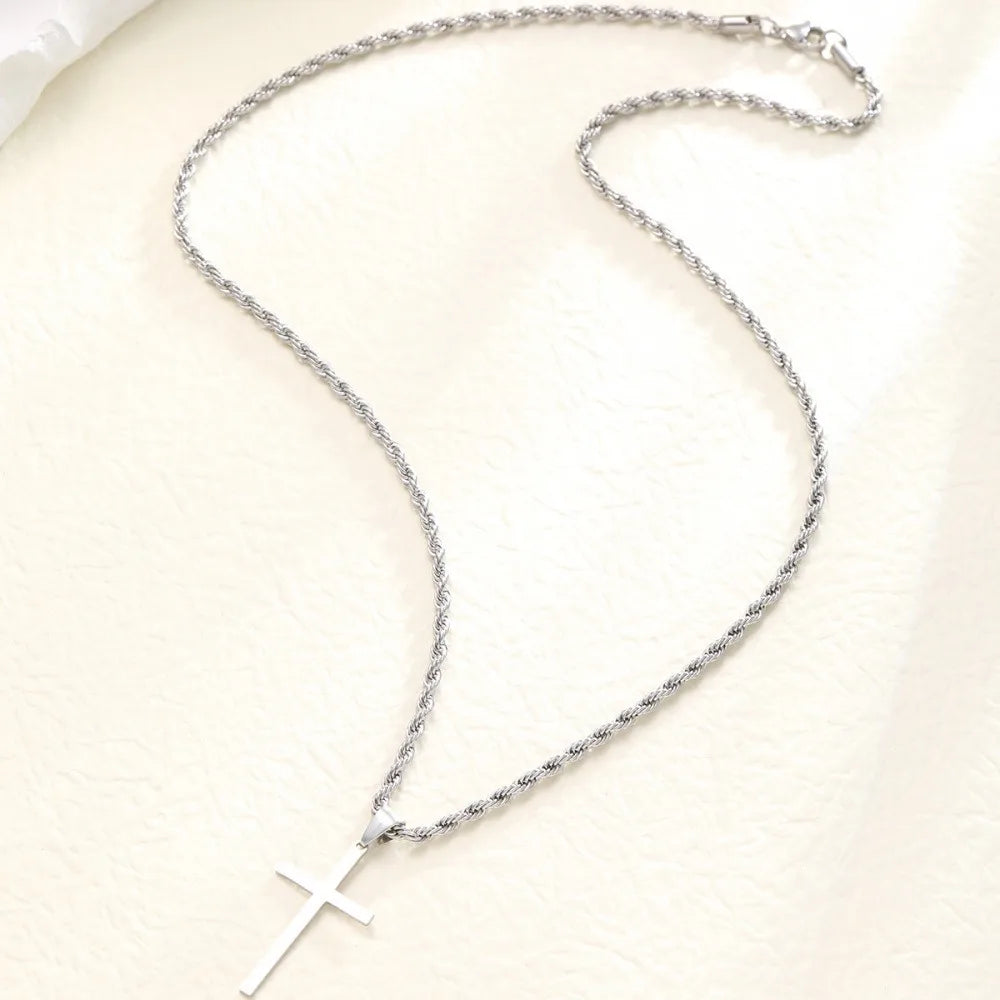 Men's Twist Chain Hip-Hop Trendy Chain Cross Necklace Twist Chain