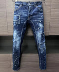 New Design Fashion BRAND D2 dsq Men Jeans Denim Pants Hole Slim Pencil Trousers Blue Skinny Biker DSQ2 JENAS For Men