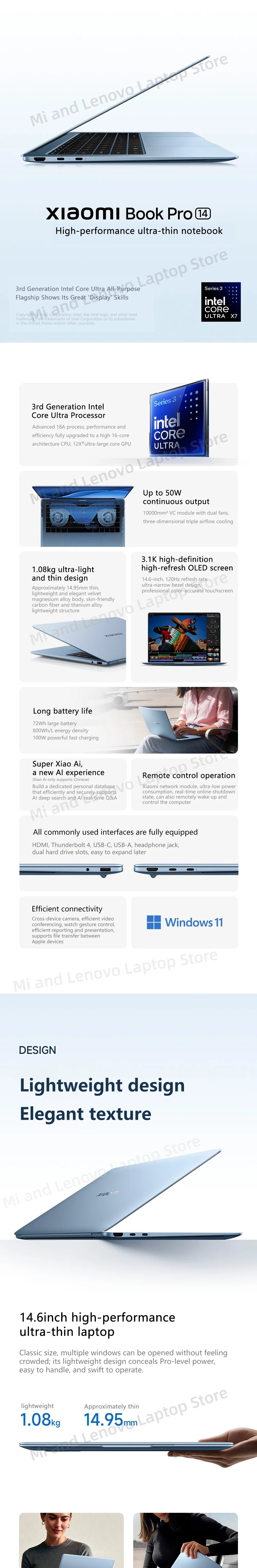 Xiaomi Book Pro 14 2026 Ultra5-338H/UltraX7-358H 32GB+1TB 14.6inch 3.1K 120Hz OLED Screen