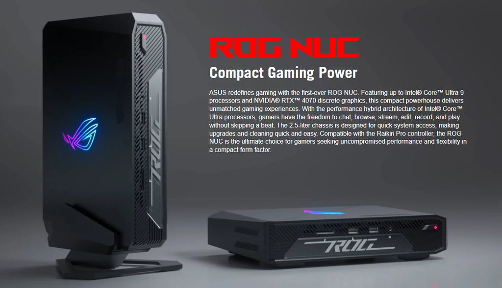 New Stock ROG NUC Mini Pc Intel Core Ultra 9 Processor N-VIDIA GeForce RTX 4070 DDR5 WIFI6E Quad 4K Ultra-small Gaming Mini Pc