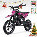 50CC Dirt Mini Bike: A Gas-powered, 2-stroke Off-road Motorcycle With A 20 Mph Top Speed And 25-mile Range. It Includes Pull-sta
