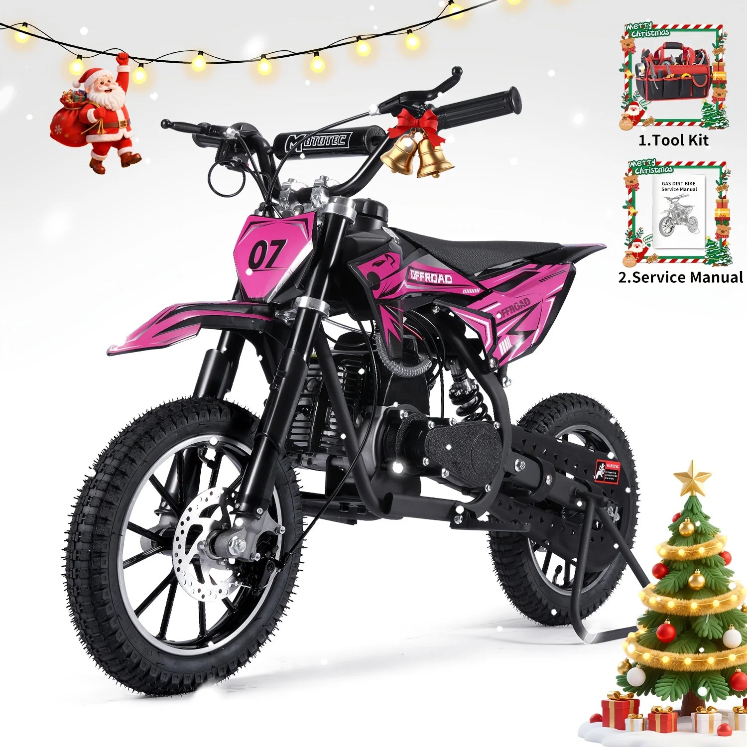 50CC Dirt Mini Bike: A Gas-powered, 2-stroke Off-road Motorcycle With A 20 Mph Top Speed And 25-mile Range. It Includes Pull-sta