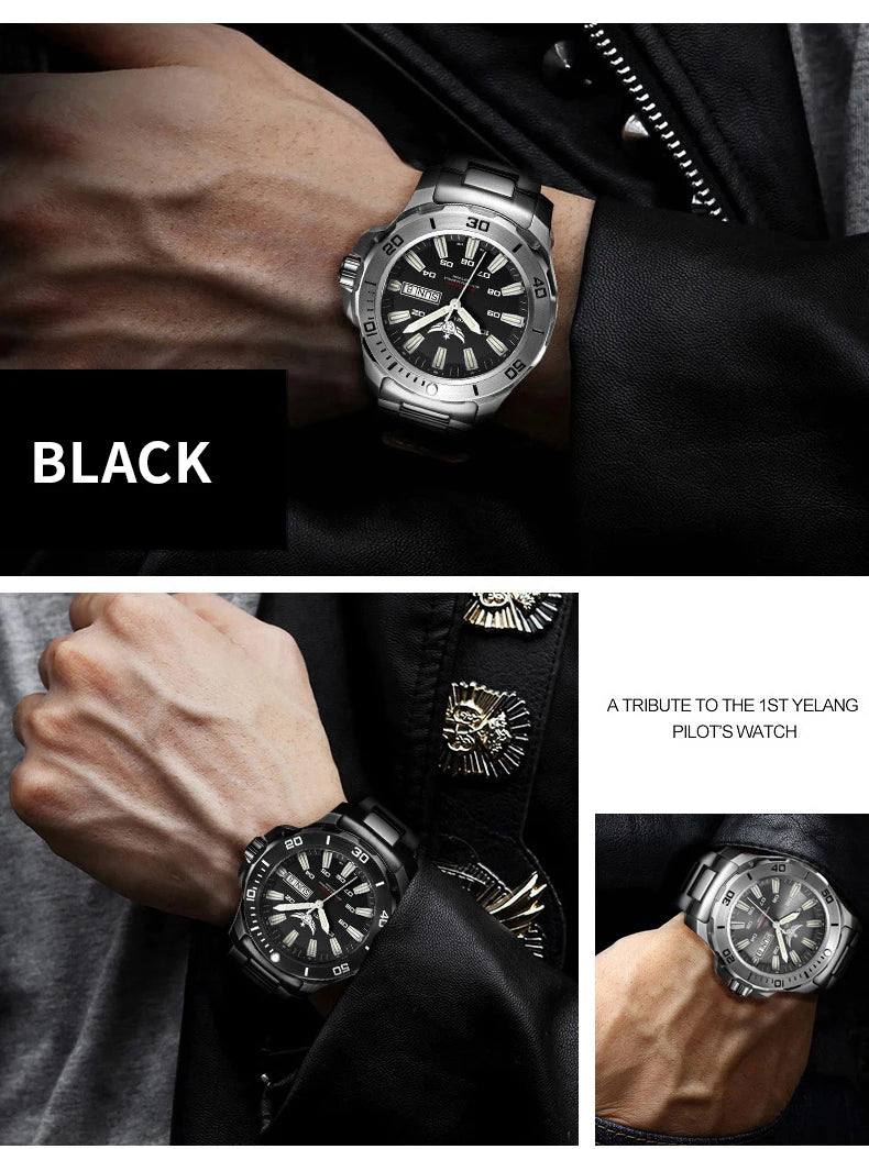 YELANG New Men Automatic Mechanical Watch T100 Self Luminous SWISS ETA Movement 25Jewels Deep Sea DiverSwim Waterproof 300m V5
