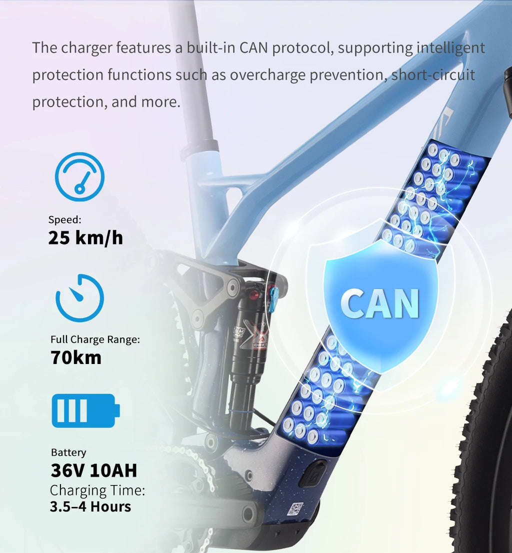 SAVA E-BIKE Full Carbon Fiber Mountain Bike Adjustable Air Suspension Fork 12-Speed Off-Road Electric Assist Mountain Bike