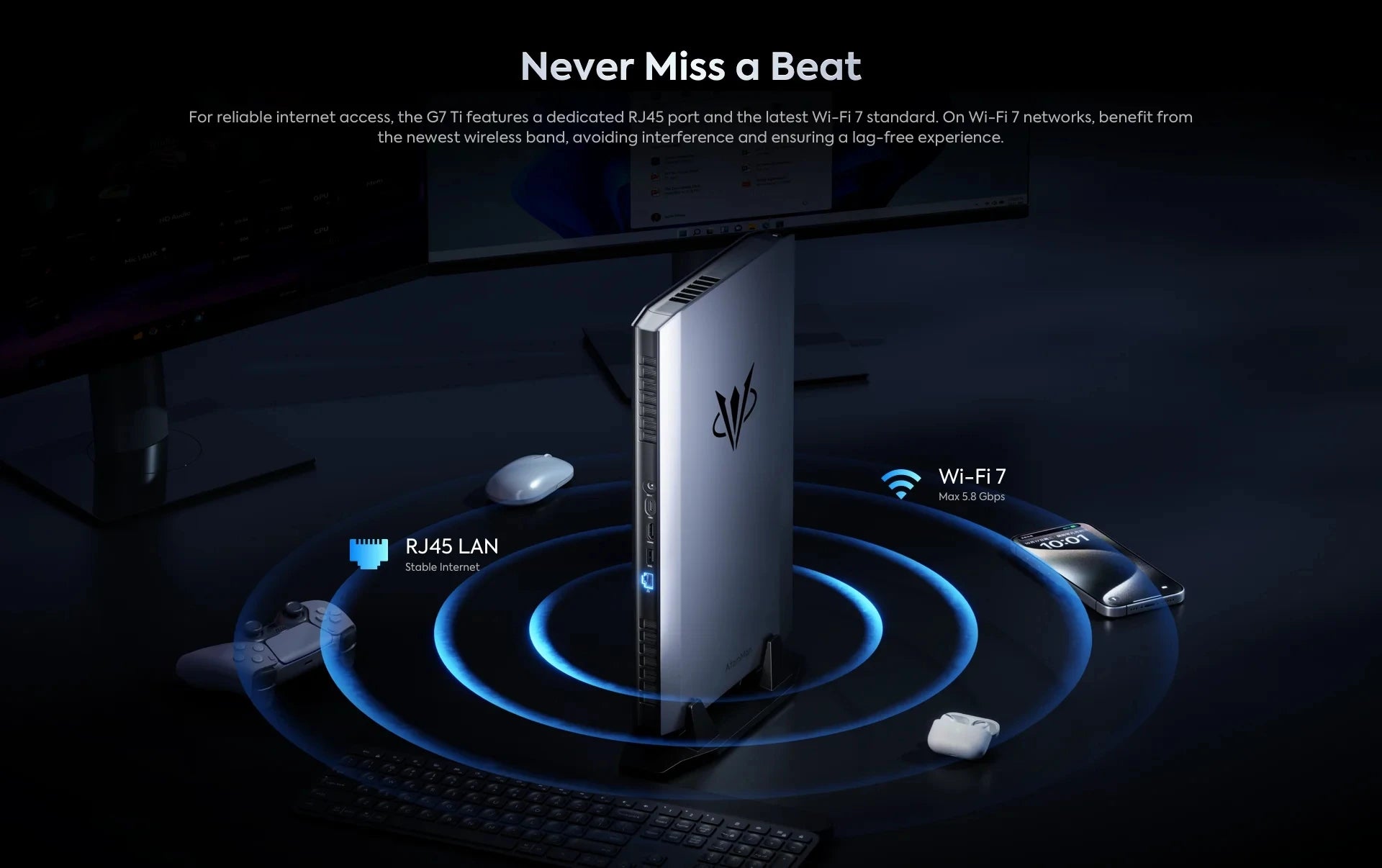 AtomMan Mini PC Gaming Desktop Workstation G7 Ti I9 14900HX I7 14650HX NVI-DIA RTX 4070 8G GDDR6 2xDDR5 Powerful Computer WiFi7