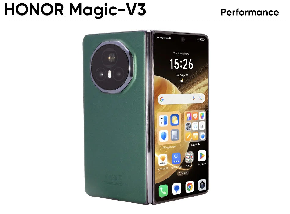 Global Version Honor Magic V3 5G Foldable LTPO OLED 120Hz Display 7.92" 50MP Triple Cameras Snapdragon 8 Gen 3 5150mAh 66W NFC