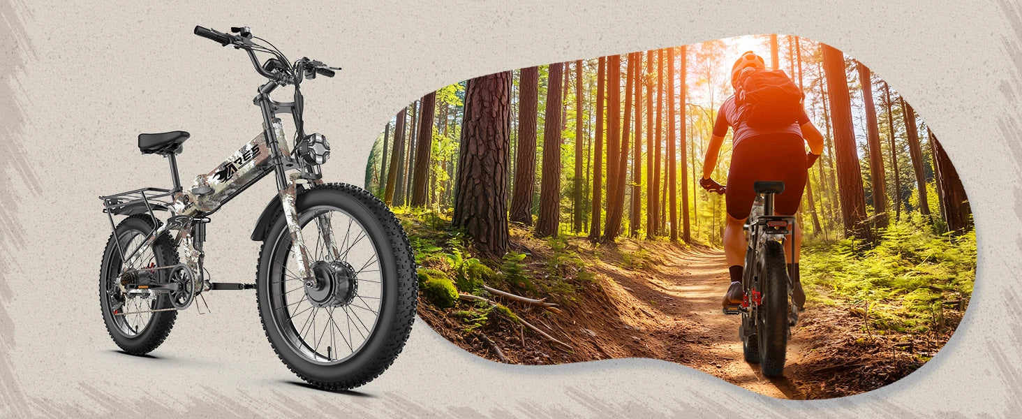 Electric Bike 2000W 52V 25AH AWD Dual Motor Folding E-bike 24" Fat Tire US