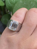 Ruif Customize 18K Gold about 5ct Emerald Cut CVD Lab Grown Diamond Ring Wedding Engagement Cocktail Men finger Fine Jewelry