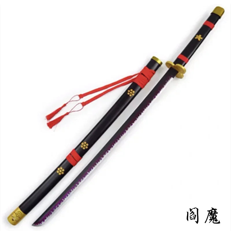104cm Zoro Katana Sandai Kitetsu Sword Wooden Ninja Blade Anime Cosplay Prop Real Size Japanese Katana Samurai Sabre Kid Toy