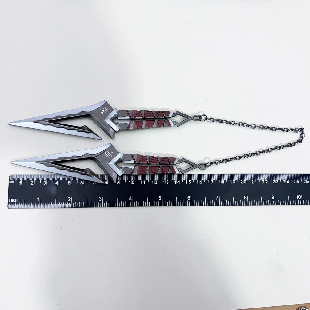 16cm Kuronami no Yaiba Gold Purple Red Double Kunai Keychain VALORANT Game Peripheral All Metal Ninja Kunai Model Ornament Craft