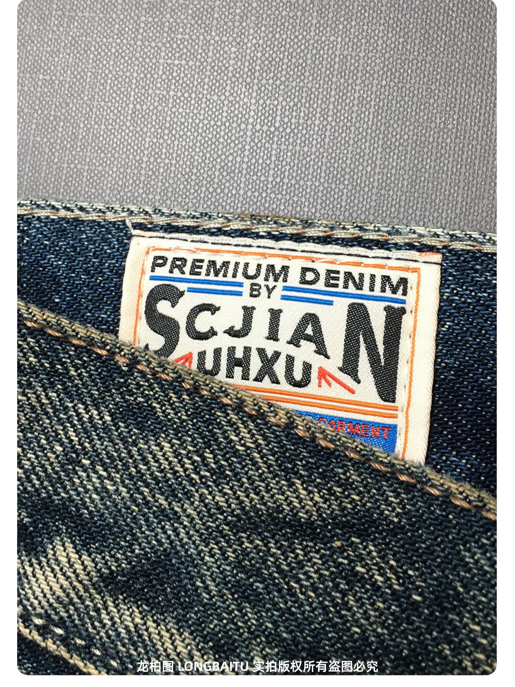 Heavyweight American Retro 100% Cotton Jeans for Men High-Street Ripped and Patched Non-Stretch Premium Loose Straight-Leg Pants