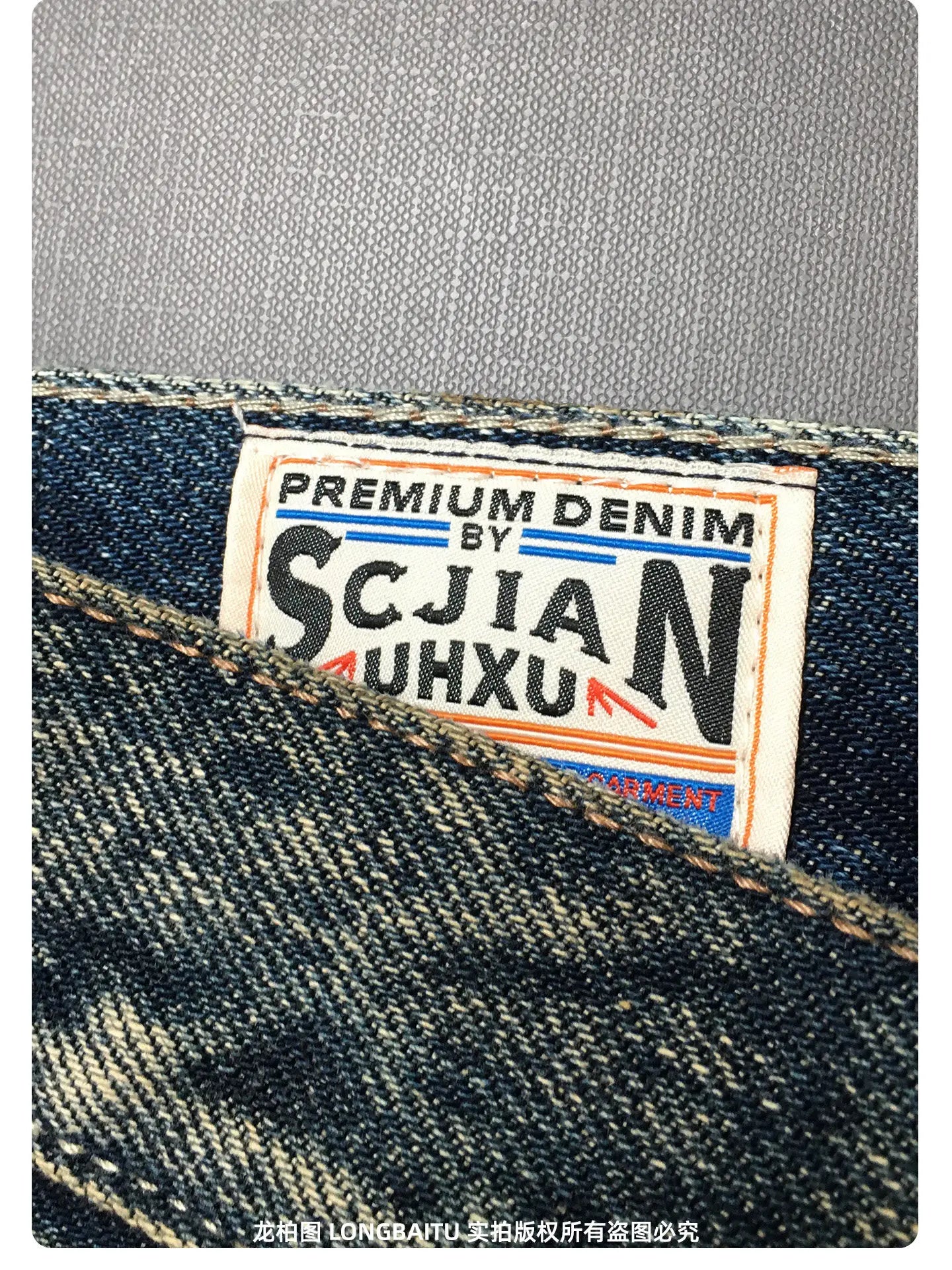 Heavyweight American Retro 100% Cotton Jeans for Men High-Street Ripped and Patched Non-Stretch Premium Loose Straight-Leg Pants