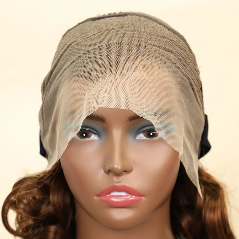 Romance Wave 13x4 Lace Frontal Human Hair Wig #4 Brown Colored Loose Wavy Transparent Lace Front Wigs For Black Women PrePlucked