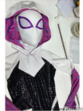 Hand-Printed Gwen Spider-Man  Jumpsuit with Mask 1:1 3D Handmade Customized Silk Screen Body Suit: Cosplay Costume