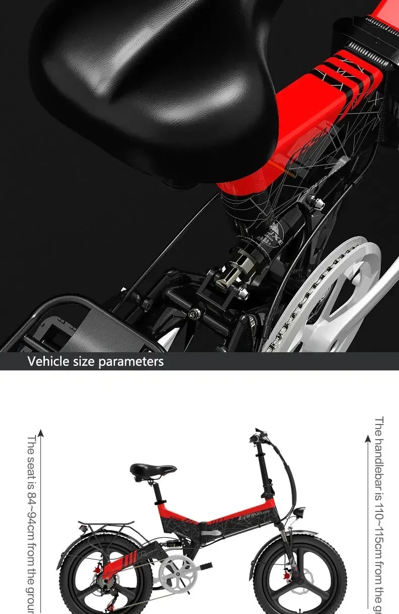 Electric Bicycle LANKELEISI G650motor 500w battery 48v12.8ah mini Folding e-bike urban leisure 20inch shock absorption E-bike
