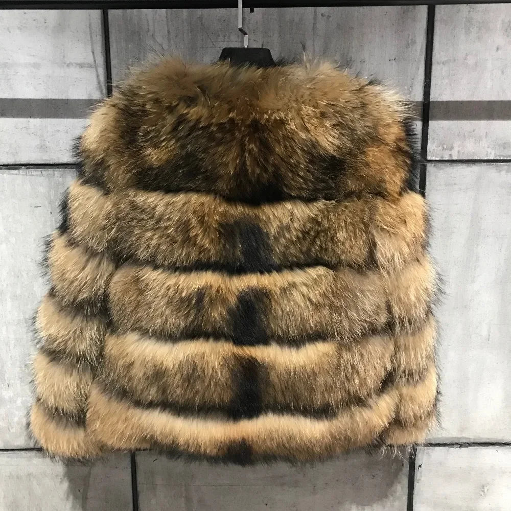 Punk Fake Raccoon Fur Jacket Women Autumn Winter Faux Fur Fox Coats Short Coat Jackets Furry Outerwear Work Thick Warm Coats