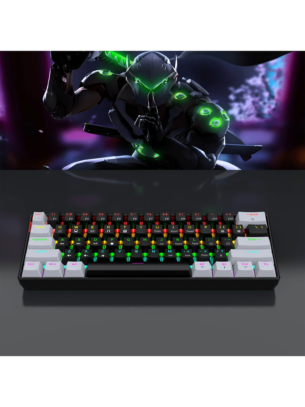 60% Wired Gaming Mechanical Keyboard RGB Backlit Ultra Compact Mini Layout for PC/Mac Gamers And Typists Easy Travel Design