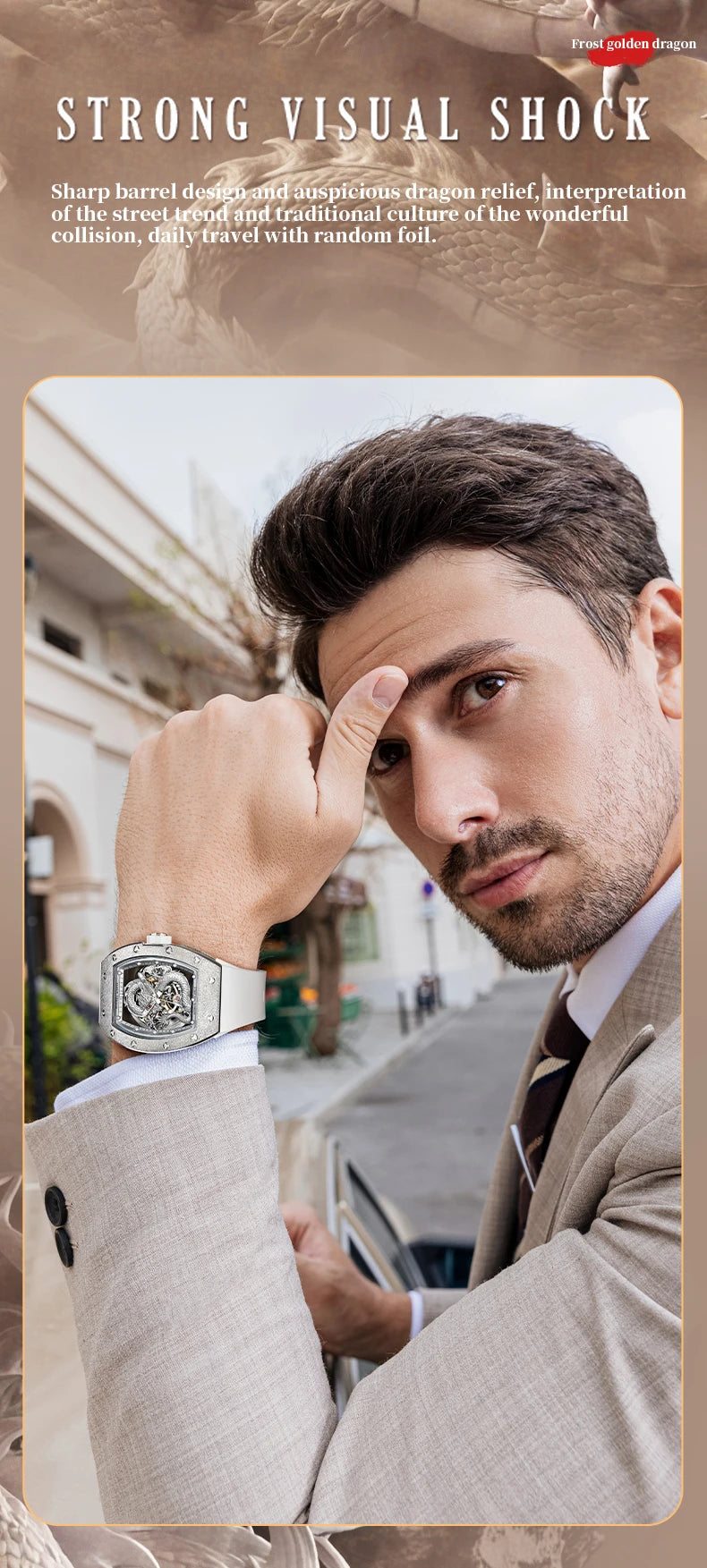 Bonest Gatti New Dragon Wrist Watch New Stainless Steel Case Luxury Fashion Business Watches for Men