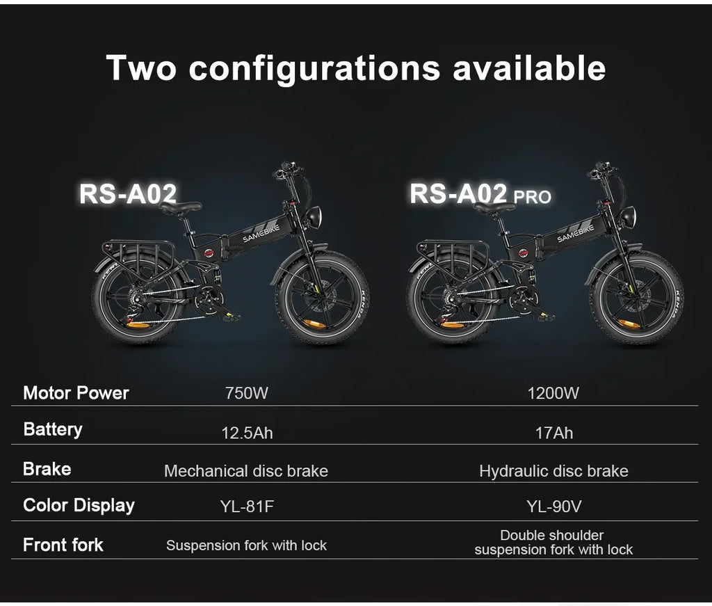 Full suspension mountain Electric Bicycle 1200W motor city folding Electric BIke 48V17AH battery 20*4.0 fat tire snow E-Bike
