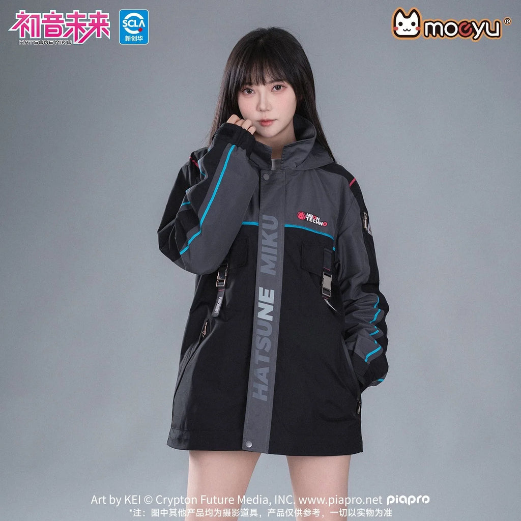 Moeyu Hatsune Miku Cosplay Jacket for Men Trench Hooded Jackets Man Winter Coat Women Clothes Anime Costume Casual Outwear