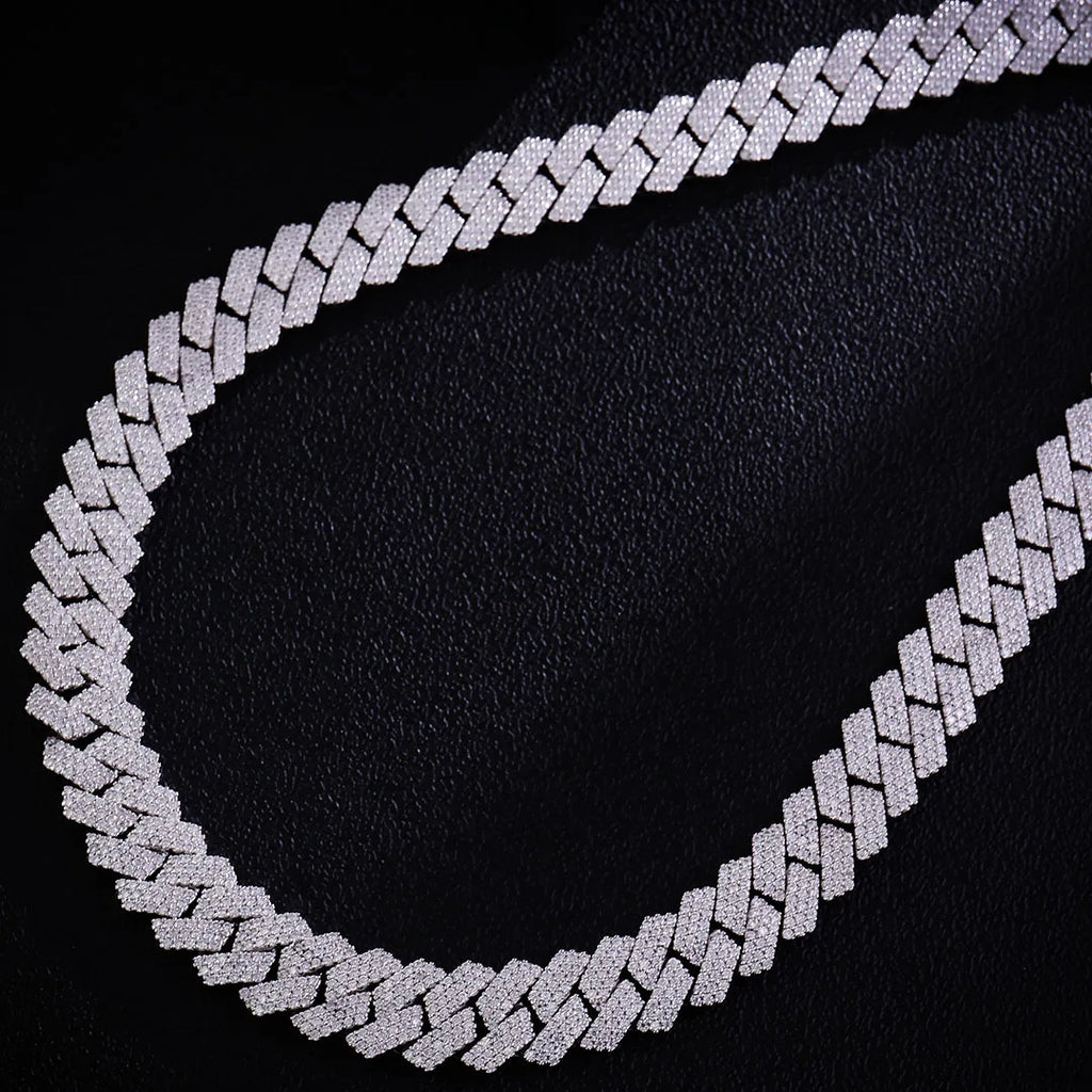 Provence Cuban Chain for Men Moissanite Luxury Link Chain S925 Silver Cuban Necklace for Women 15mm Hip Hop Miami Chokers