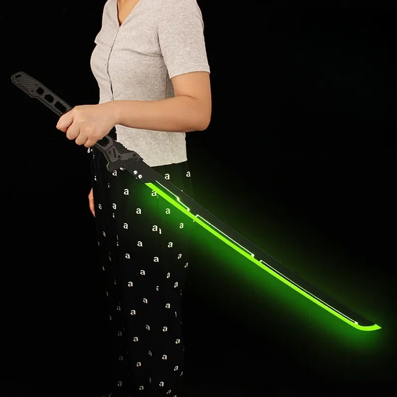 80/108cm Cyberpunk Katana Acrylic Luminous Sword Knife Anime Cosplay Prop Real Size Japanese Katana Samurai Sword Sabre Kid Toy
