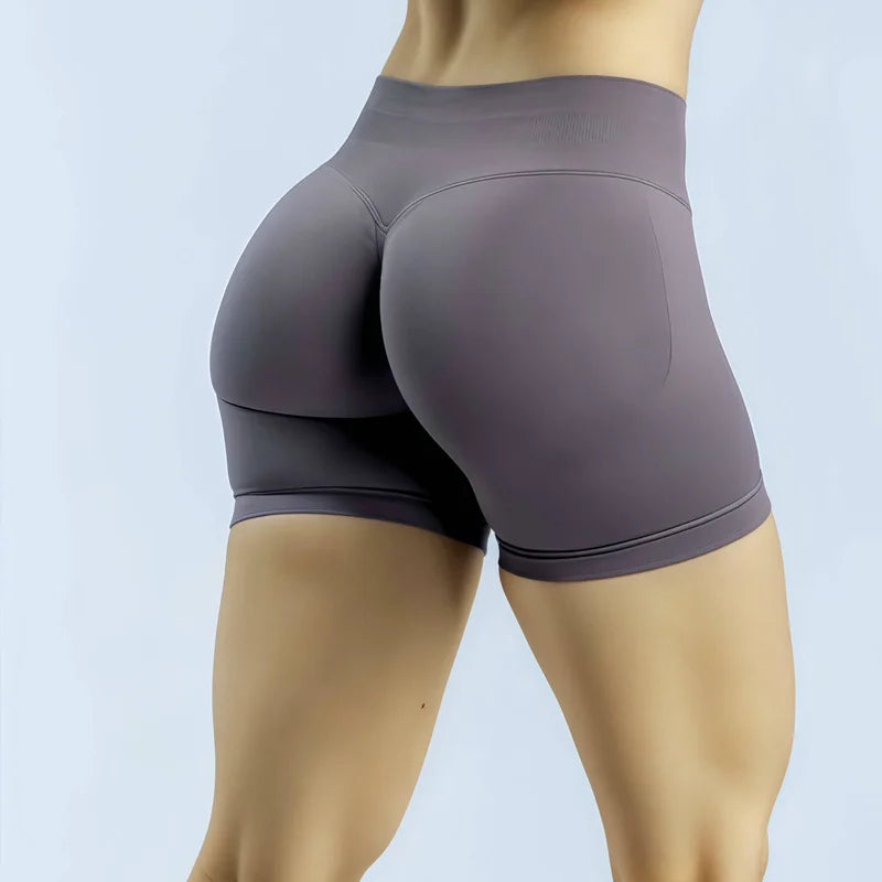 HISTELLO Impact Sports Shorts Low Ribbed Band Scrunch Butt Women Yoga Gym Tights Pilates Seamless Pants Workout Running Leggings