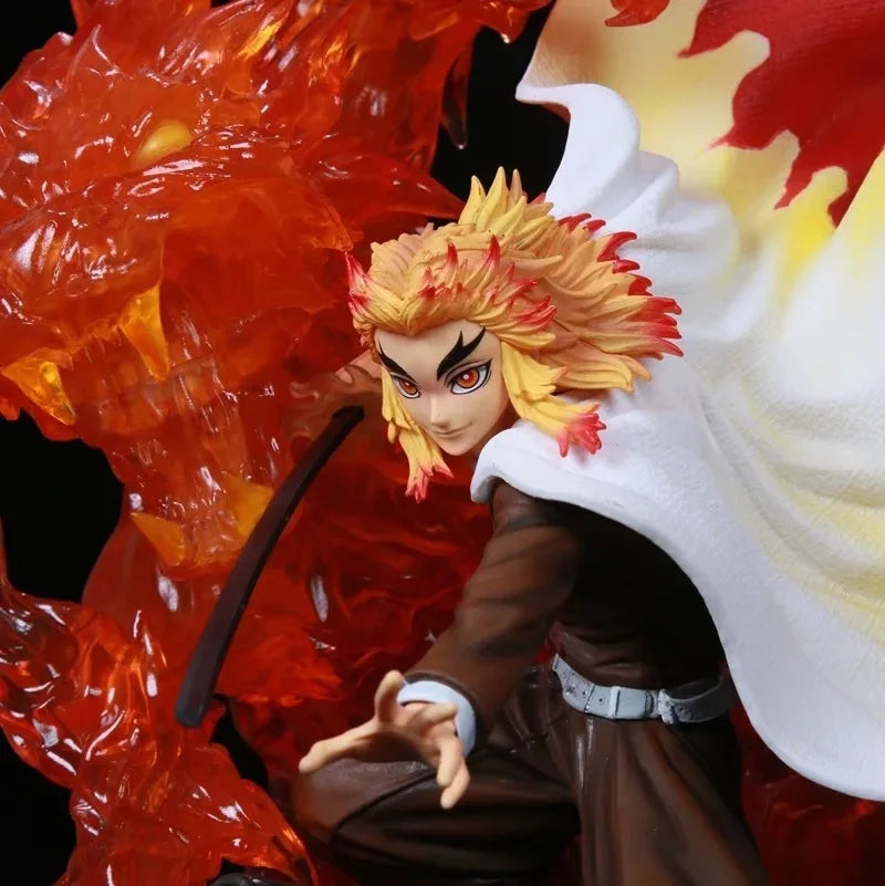 39cm Demon Slayer Rengoku Kyoujurou Action Figure Flame Breathing Light-Up Statue PVC Anime Character Collection Model Fan Gift