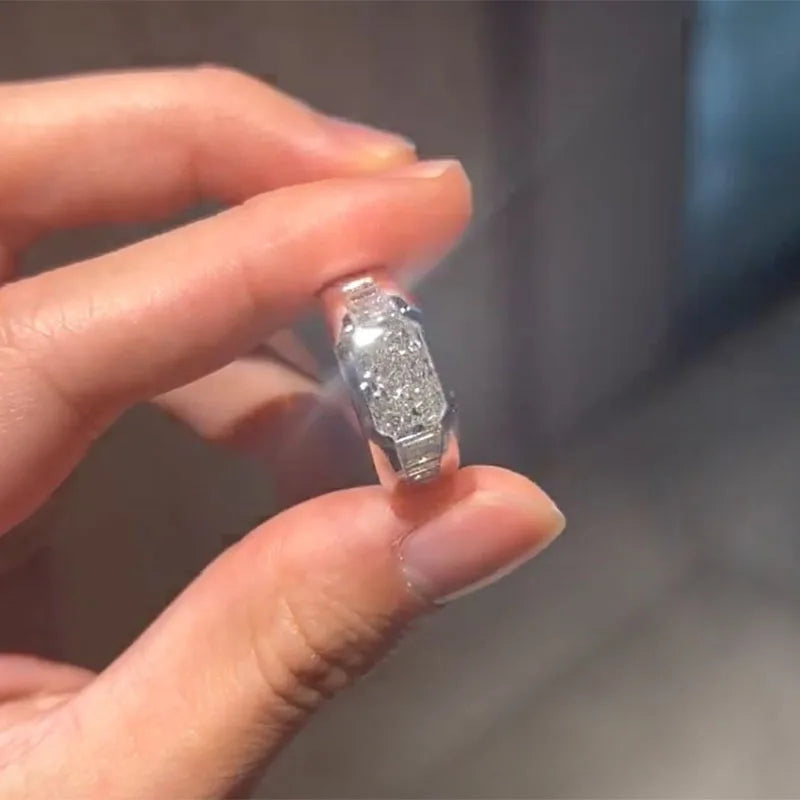 Radiant 1 2 3 Ct D VS1 Solid 14K White Gold Man Ring IGI Lab Grow Diamond Ring Diamond wedding ring Engagement Ring ﻿