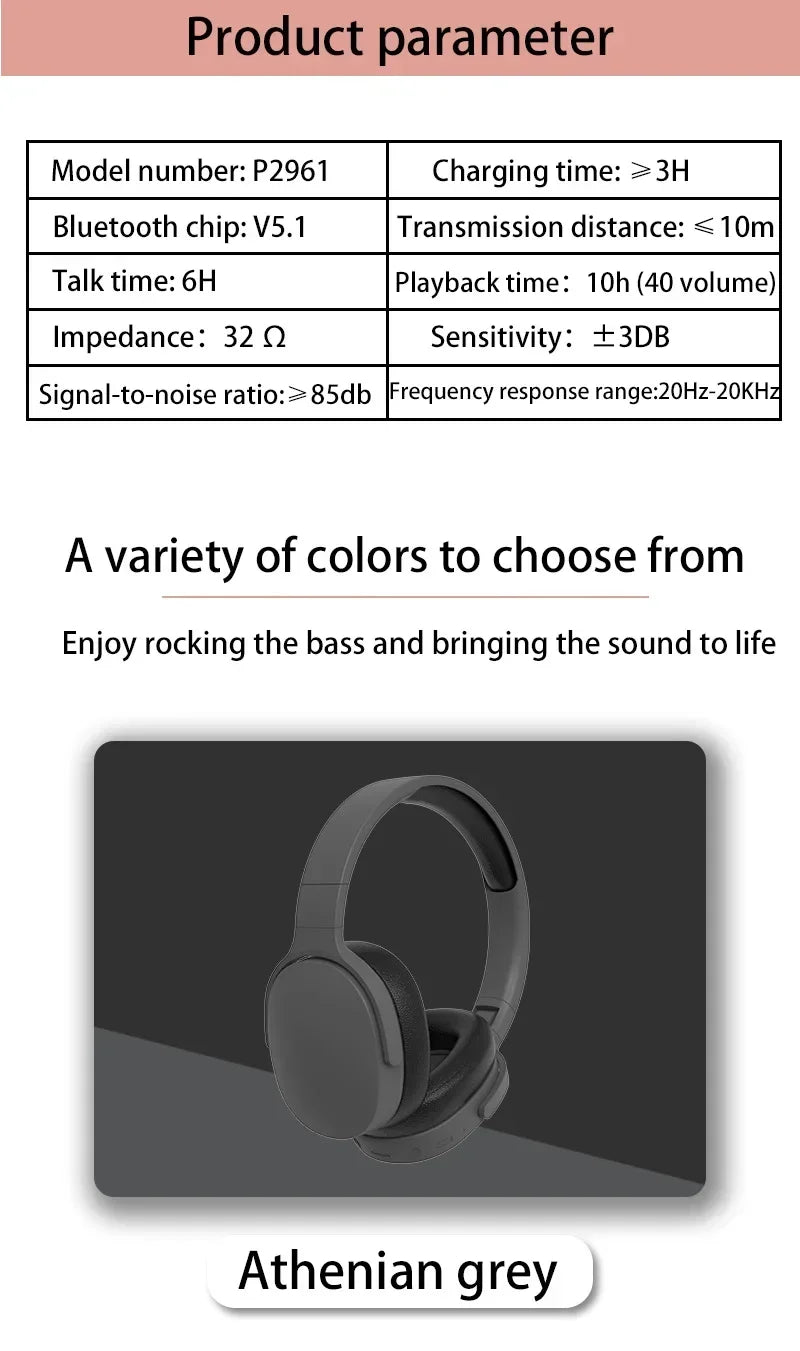 Hot Selling Wireless Headsets Headphones Bluetooth 5.3 Over-ear Earphone For Samsung iPhone Stereo Hifi Game Earbuds With Mic