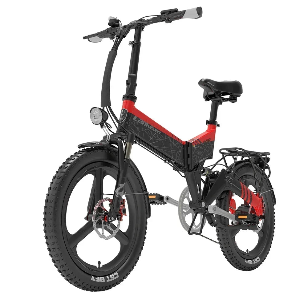 Electric Bicycle LANKELEISI G650motor 500w battery 48v12.8ah mini Folding e-bike urban leisure 20inch shock absorption E-bike