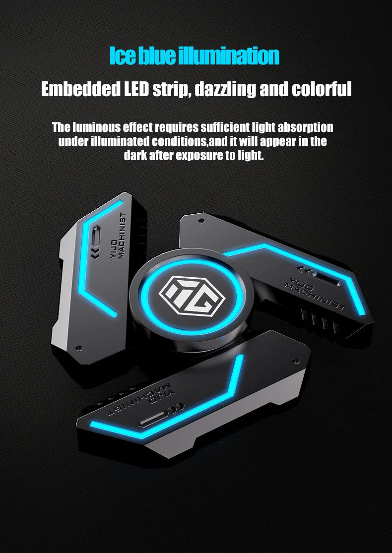 Fidget Spinner Alloy Luminous Light EDC Hand Gyroscope Stress Toys R188 Silent Bearing for Adults Male Kids Toys Birthday Gift