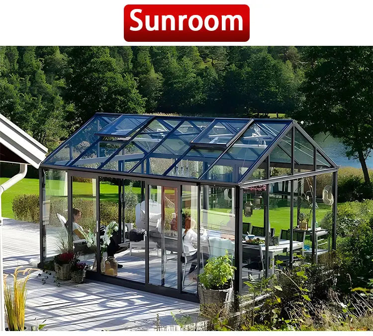 Any Size Custom Aluminum Glass Sunroom Structure Outdoor Patio Enclosure Four Season Room With LOW E Glass LED Lighting Availabl
