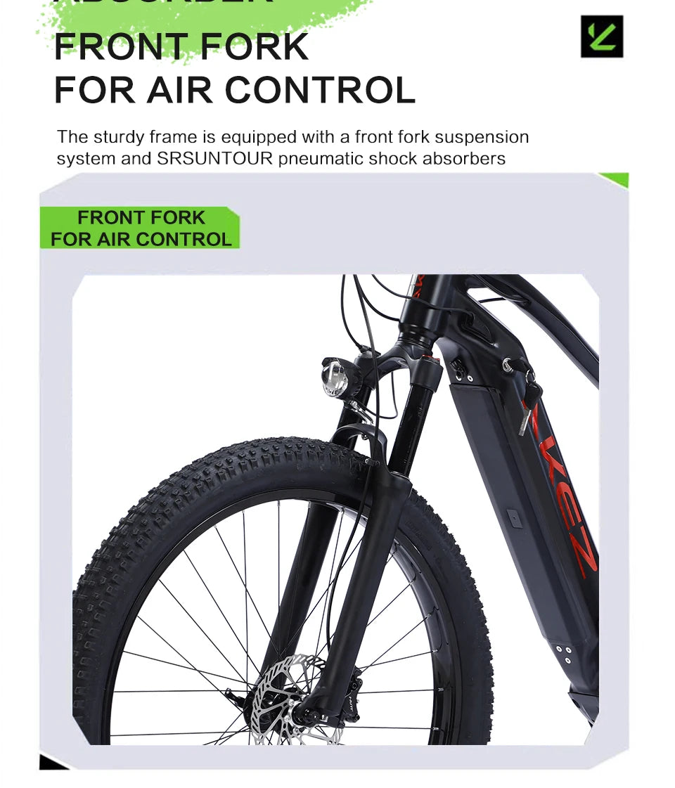 US Warehouse AKEZ 27.5" Electric Bike 48V 500W Bafang Motor, 13Ah Lithium Battery Powerful Adult E-Bike
