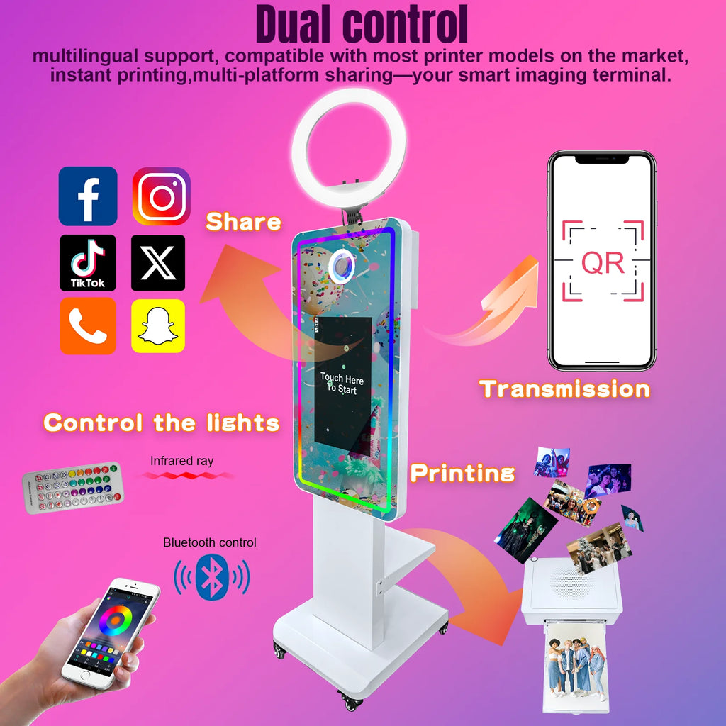 Magic Mirror Photobooth Machine LCD Touch Screen Wedding Party DSLR Selfie Photo Booth with Free Software