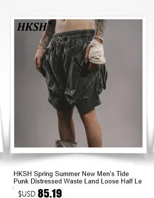 HKSH Spring New Men Tide Punk Sand Waste Land COS Asymmetric Deconstruction Pleated Coats Futuristic Washed Short Jackets HK4206