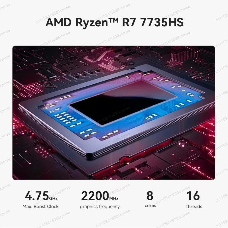 Ryzen 7 7735HS Mini PC, SER5 Max with 24GB LPDDR5 & 1TB PCIe SSD, WiFi 6 BT5.2, Triple 4K Display via HDMI/DP/USB-C
