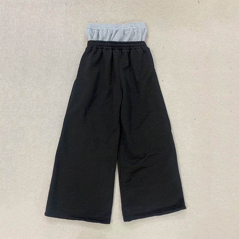 Y2K High-Waisted Printed Embroidered Street Guard Pants Spring Summer Casual Straight Leg Double Waist Design Fashionable