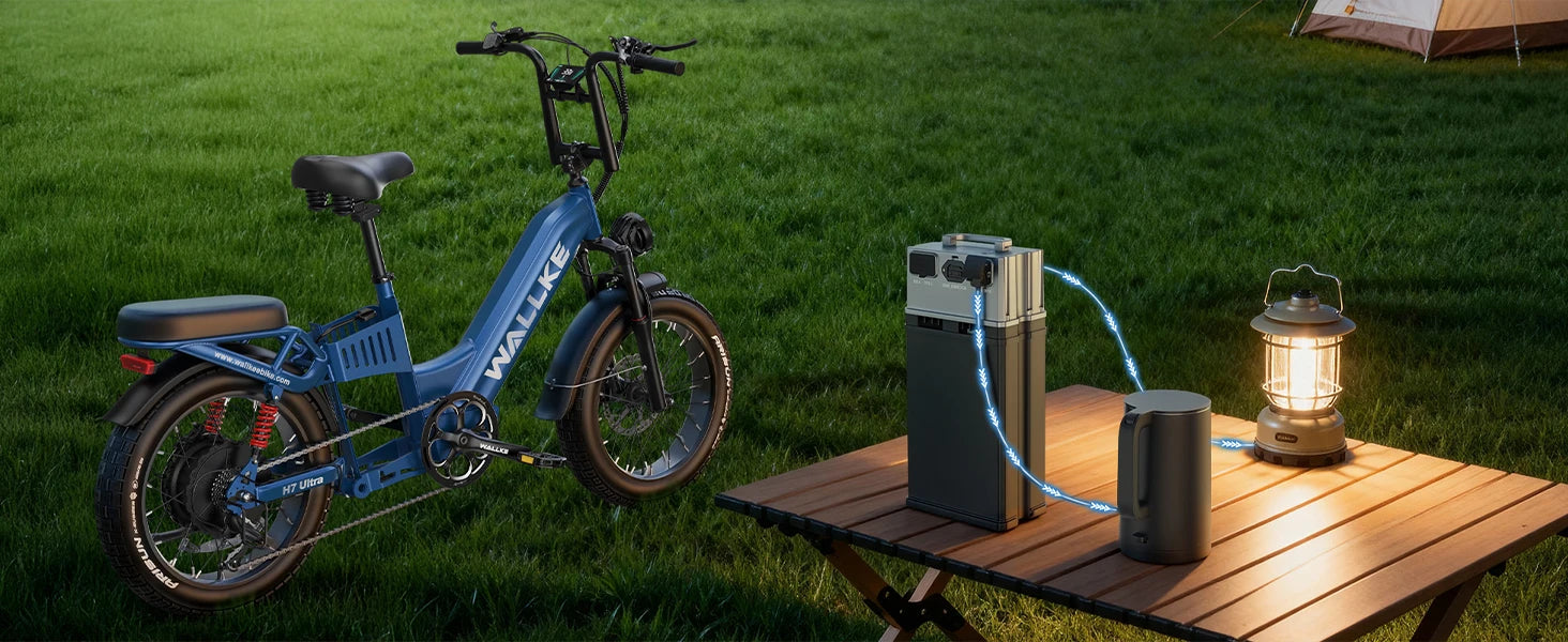 H7 Ultra 4000W Long Range Electric Bike for Adults, Solar Charge Supported Fat Tire E-Bike with Portable Power Output, Al