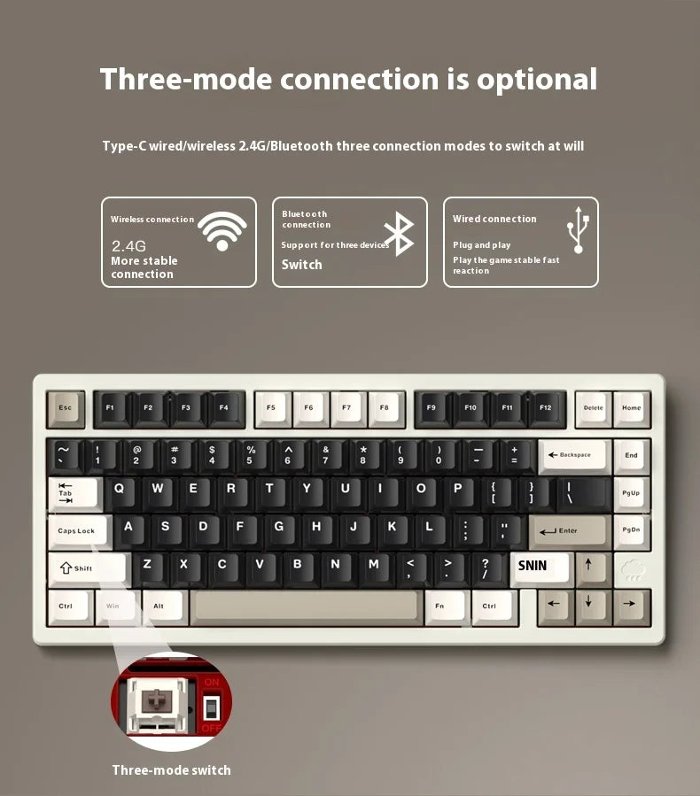 In Stock RAINY75 Mechanical Keyboard Hot-swap Aluminium Alloy Tri Mode RGB GASKET Gaming Keyboards Laptop Accessories custmgifts
