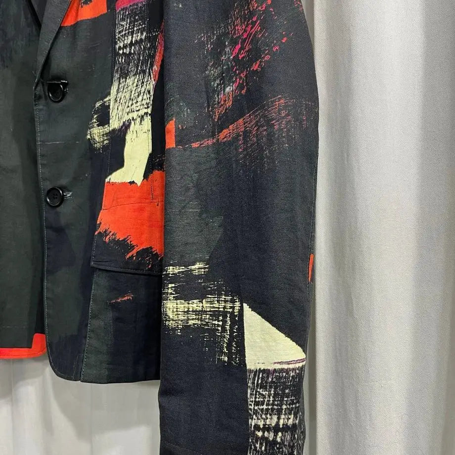 TOP-YAMAMOTO ® Trendy Printed Suit Men's Single-Button Collar Casual Jacket Unique Design Style