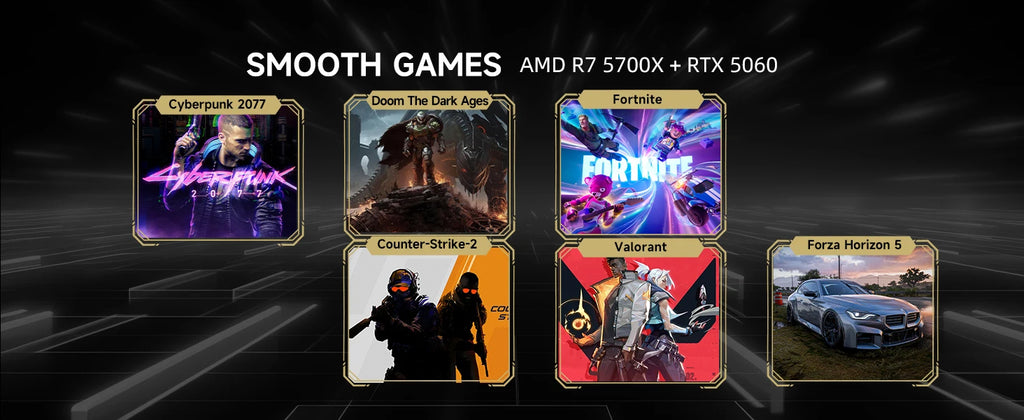Ningmei Lumishore Gaming PC AMD Ryzen 7 5700X NVIDIA RTX 5060 32GB RAM 1TB SSD Wifi PC Gaming