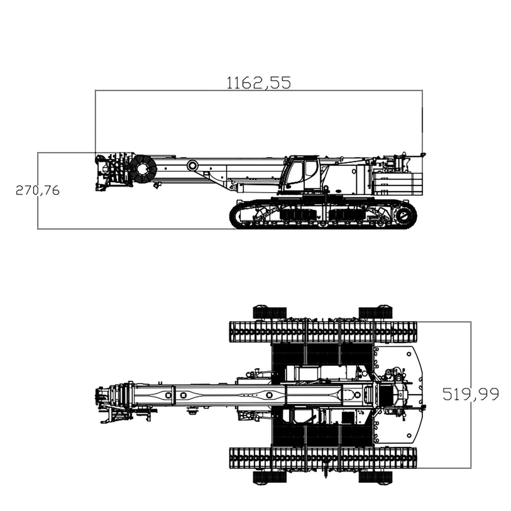 D1220 1:14 RC Hydraulic Telescopic Crawler Crane Heavy Duty Tracked Remote Control Crane Truck Construction Cars Machine Models