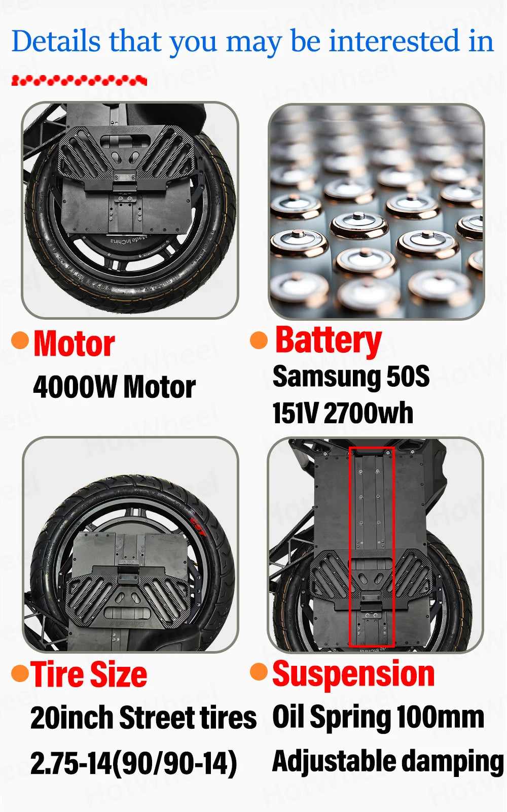 ExtremeBull Griffin 151V 2700Wh 50S Battery Smart BMS 4000W Motor 20inch Tire 100mm Suspension Bluetooth Speaker Self-balancing